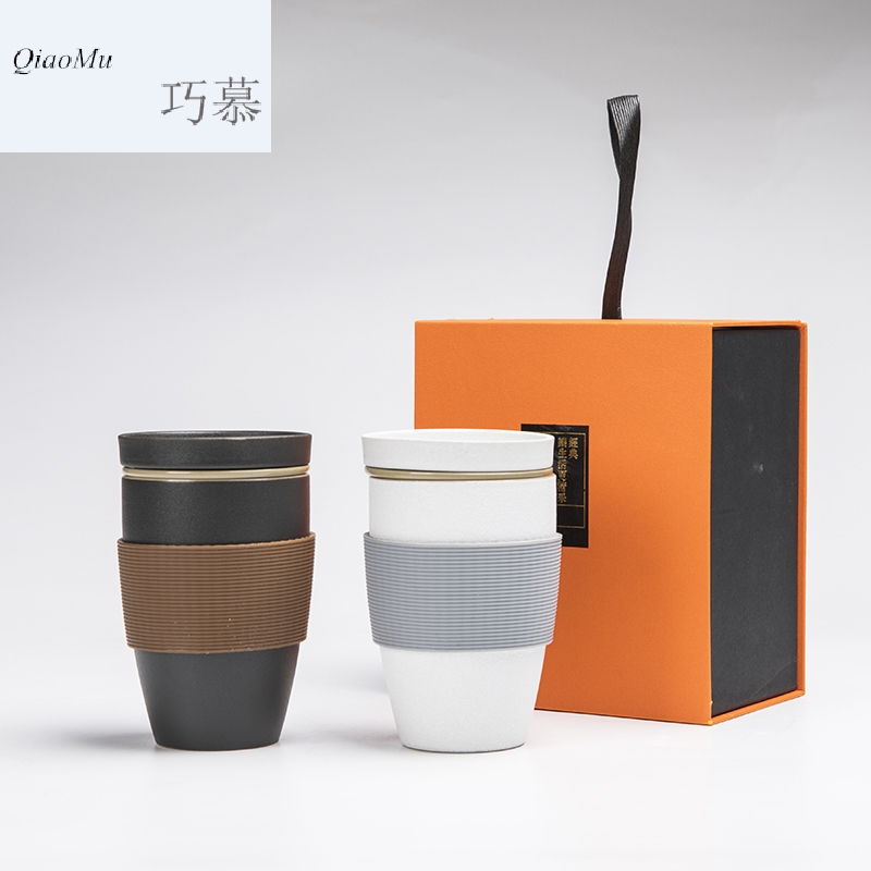 Qiao mu CMJ creative ceramic cups large capacity filter separate man with cover household mercifully portable office