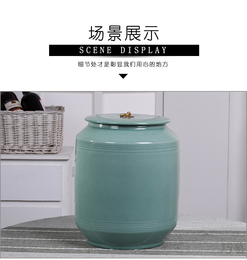 Qiao mu 20 jins with jingdezhen ceramic barrel ricer box with cover tank with cover cylinder storage tank tea cake cylinder seal