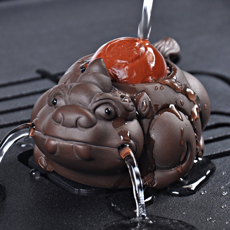 Qiao mu purple sand tea pet bonanza play fun kung fu tea set, the mythical wild animal hydraulic furnishing articles tea accessories