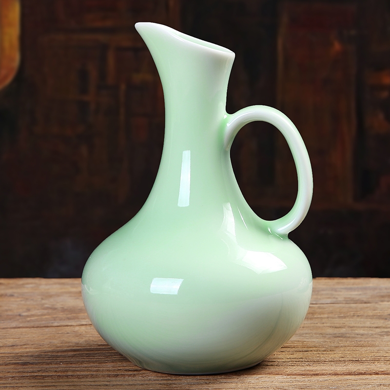 Qiao mu ceramics hip home wine Chinese celadon creative archaize points 1 catty single pot liquor wine package