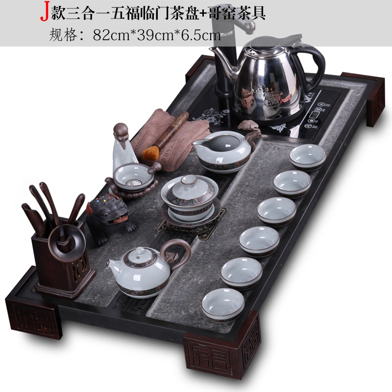 Qiao mu brother ceramic up kung fu tea set a complete set of blue and white porcelain tea tao unity sharply four stone tea tray