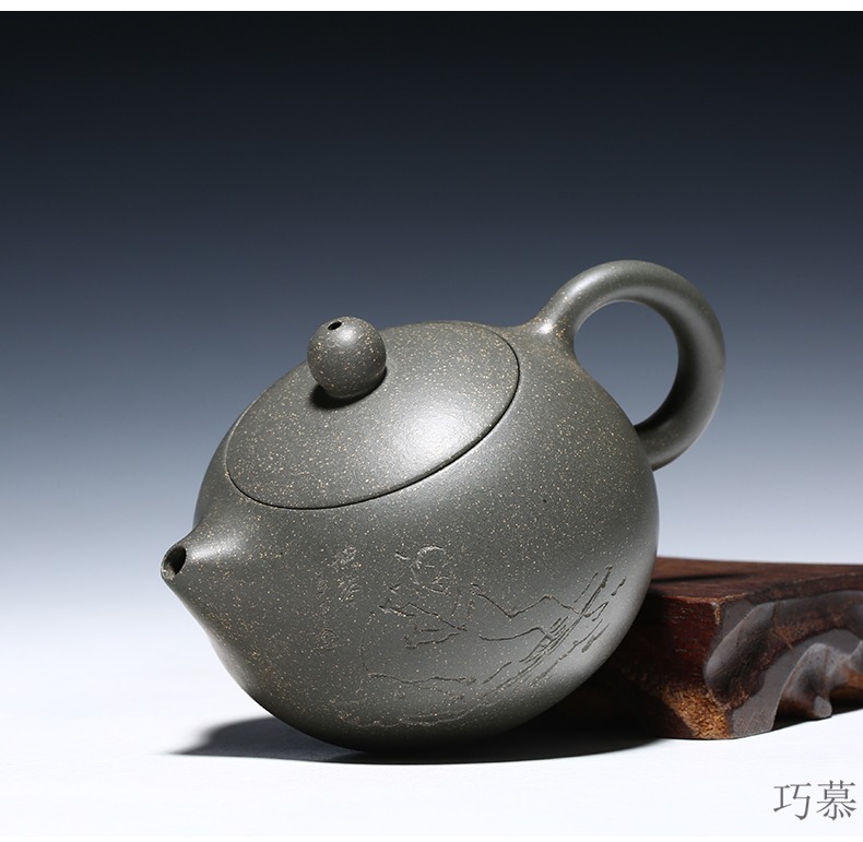 Qiao mu YM yixing it all manual teapot hand tea collection pea green mud happy heart 's beauty