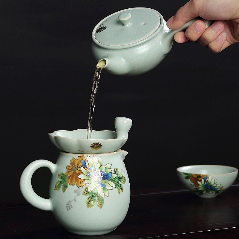 Qiao mu on your up side spend pot of stereo on kung fu tea set of a complete set of ceramic tea tea set gift boxes