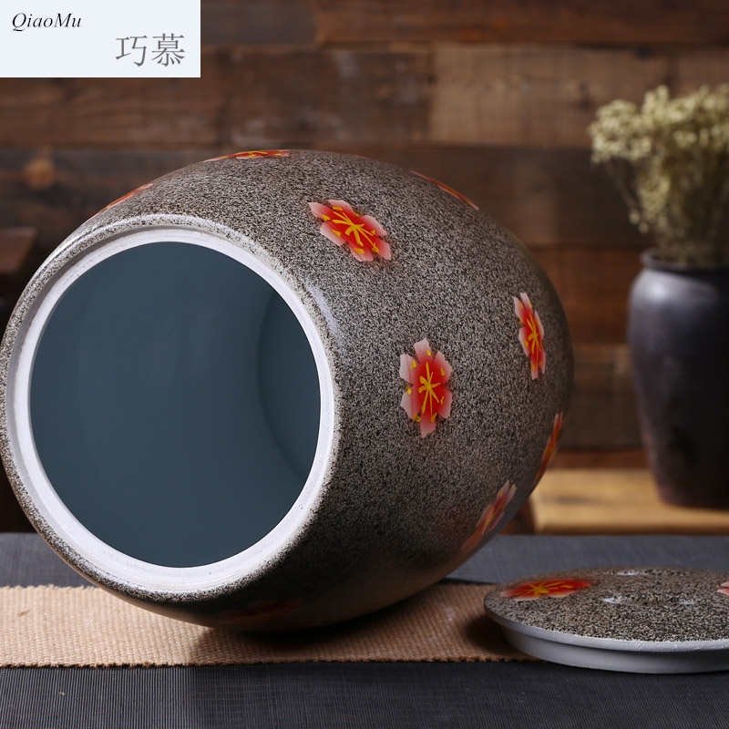 Qiao mu jingdezhen ceramic barrel ricer box moisture storage cylinder archaize creative who with cover tea cake cylinder 30 pounds looking