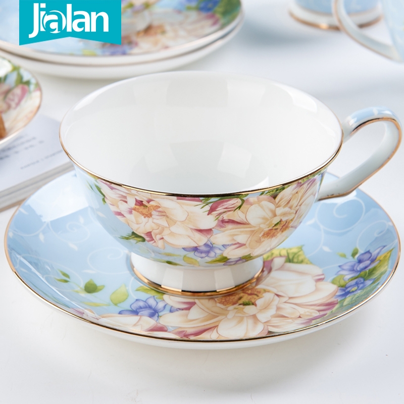 Qiao mu European - style coffee cup suit household take teaspoons of afternoon tea tea set ceramic English home 3 cups set