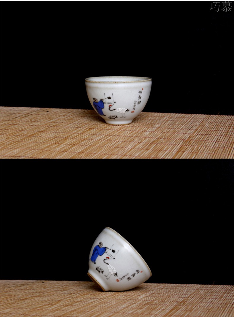 Qiao MuMing is guanyao tureen large hand - made porcelain ceramic three cups of black tea hand grasp pot of tea