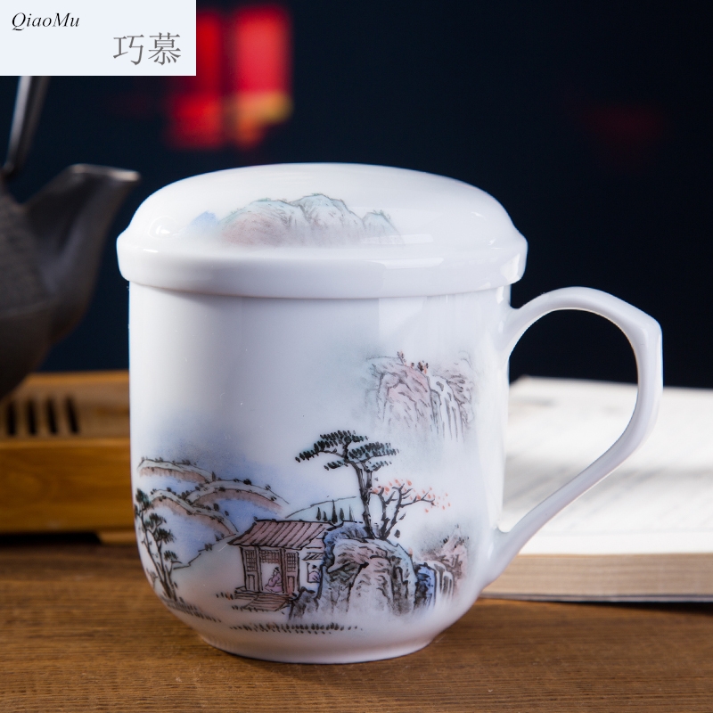 Qiao mu ceramic cups suit personal office home make tea cup with lid) hand - made teacup