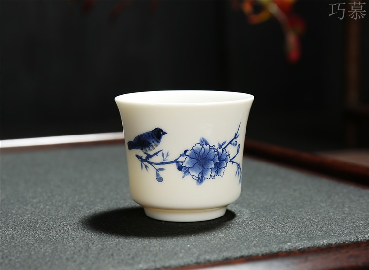 Qiao mu 1 two wine cup Chinese ceramic small single cup liquor cup traditional household KaiKouBei celadon noggin