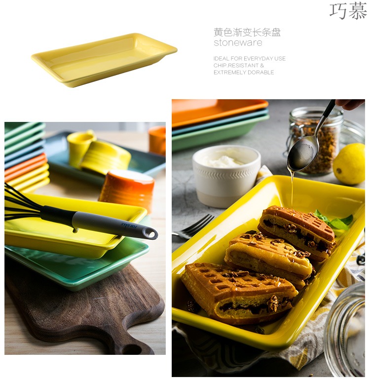 Qiao mu DY ceramic plate tableware creative dish dish fish dish beefsteak plate of cheese baked FanPan rectangle pan