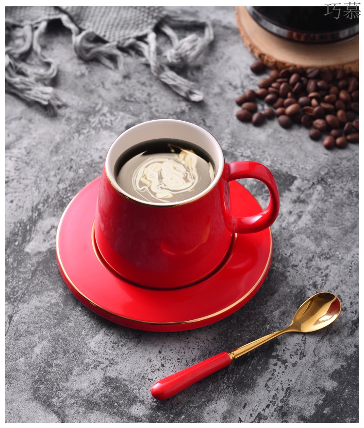 Qiao mu European ceramic coffee cup set ideas with supporting office with a spoon, keller household glass cup