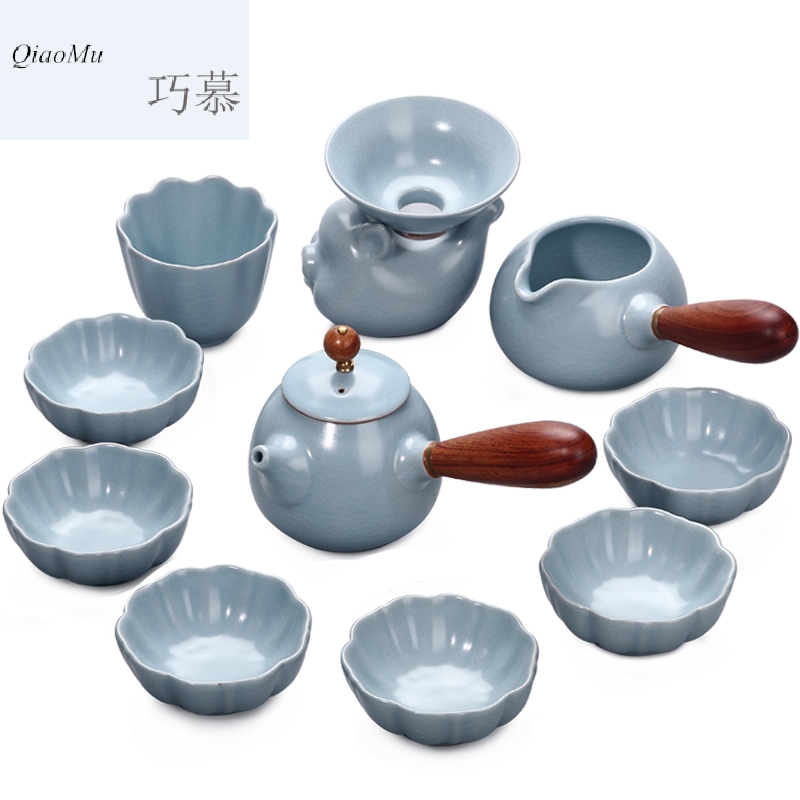 Qiao longed for up tea set suits for your porcelain of a complete set of kung fu tea cup gift box longquan celadon pieces of household ceramics