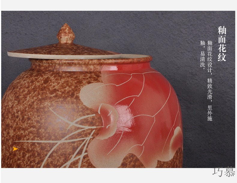 Qiao mu jingdezhen ceramic barrel ricer box 50 kg pack household with cover storage rice jar of pickles, flour water oil cylinder