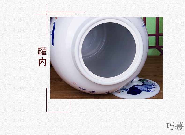 Qiao mu jingdezhen hand - made ceramic barrel 50 kg household 100 jins piggy bank kimchi cylinder packaging jars