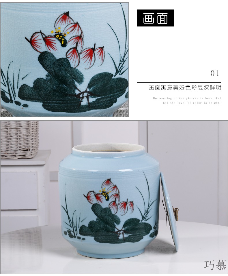 Longed for jingdezhen ceramic ice to crack the home opportunely/barrel of flour storage box cylinder barrel rice moisture storage