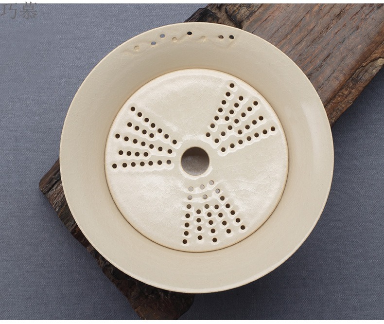 Qiao mu jingdezhen plant ash glaze on kung fu tea set TaoMingTang manual white clay pot saucer dry mercifully machine