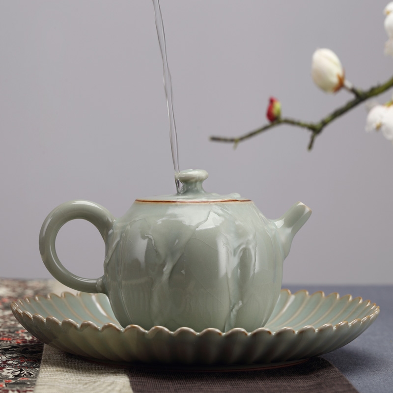 Qiao mu jingdezhen measured your up water round pot bearing kung fu tea set dry tea plate checking ceramic dry