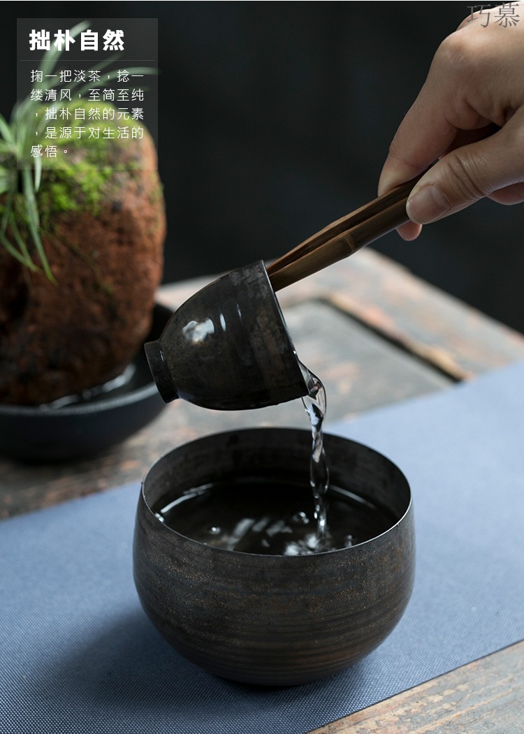 Qiao mu gold tea to wash to the small cup washing coarse ceramic gold bowl dross barrels of kung fu tea zero PeiJian water by hand