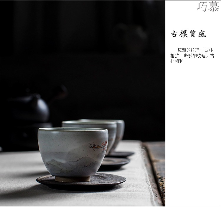 Longed for coarse pottery cup mat gold by hand to restore ancient ways opportunely circular cup as antiskid insulated pad kung fu tea accessories