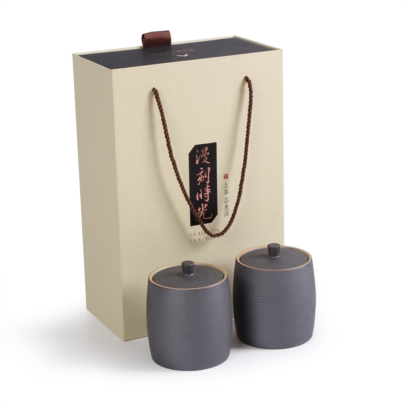 Qiao mu diffuse carving time coarse pottery caddy fixings ceramics medium sealed jar general Japanese storage tanks gift box packaging