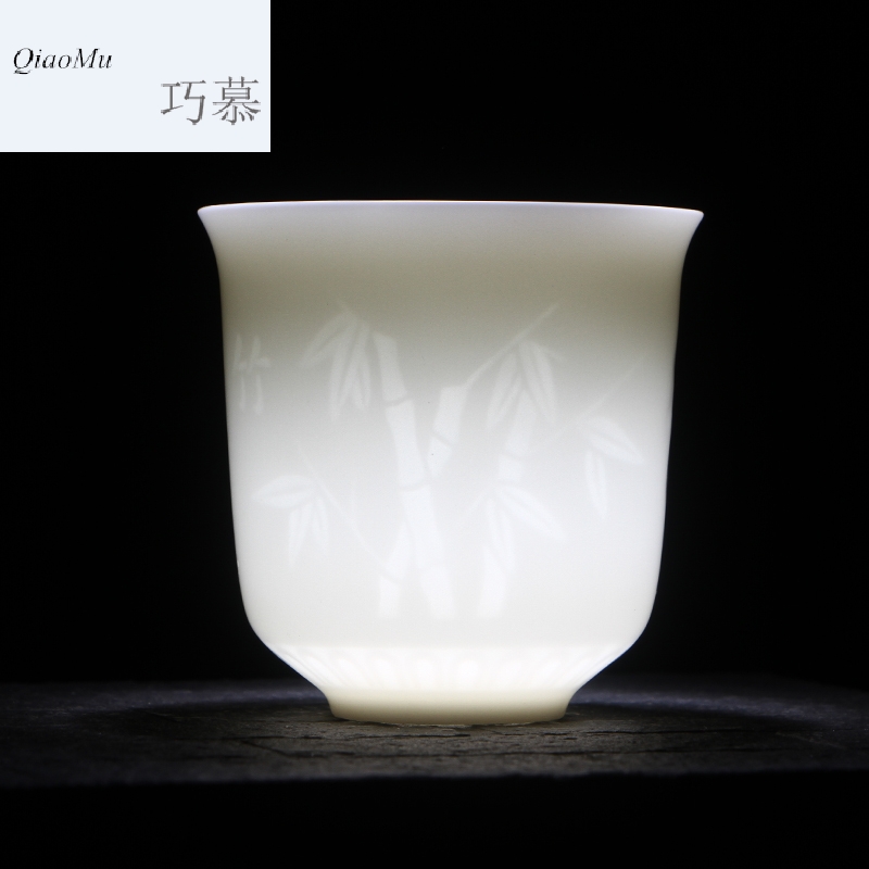 Qiao mu TN jade porcelain dehua suet white porcelain kung fu tea set personal sample tea cup master cup small single ceramic cup