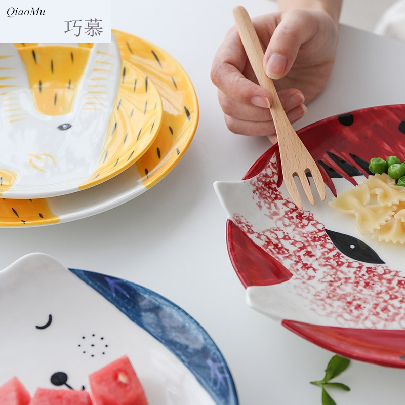 Qiao mu children cartoon express baby animals ceramic plate breakfast dish dish dessert snacks snacks plates