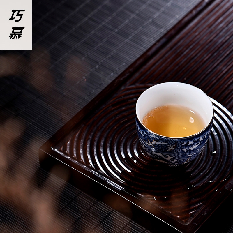 Qiao mu white porcelain cup blue coloured drawing or pattern, small sample tea cup masters cup individual to a cup of tea light kung fu tea set