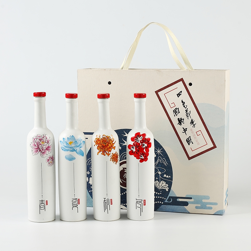 Qiao mu jingdezhen pack 1 catty porcelain bottle is empty wine bottle seal wine modern wine furnishing articles one jin of spring and summer