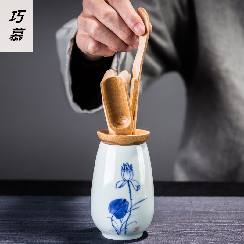 Qiao mu celadon six gentleman 's suit kung fu tea tea set decoration accessories bamboo ChaGa ChaZhen tea spoon