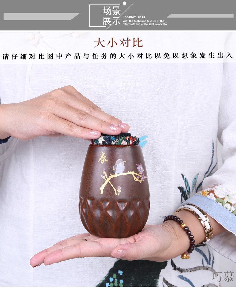 Qiao mu caddy fixings ceramic canister receives bulk pu 'er tea caddy fixings tea tea box sealed as cans