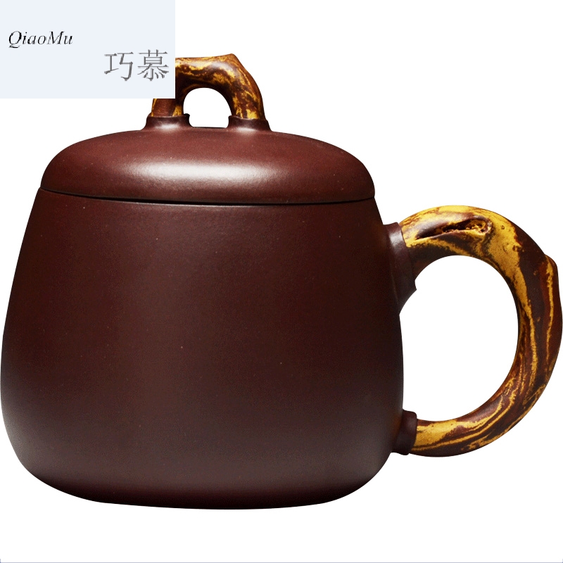 Qiao mu QD high - capacity authentic yixing purple sand cup manually lettering yixing purple clay ground mud purple sand cup lid cup run