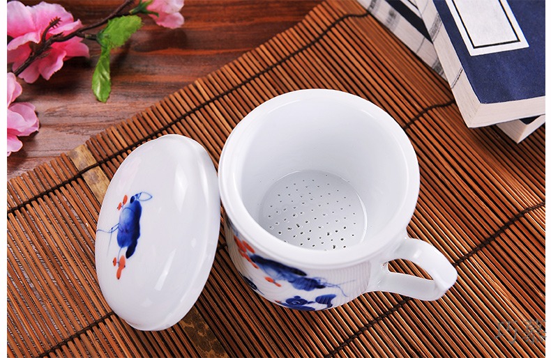 Qiao mu CMK jingdezhen pure hand - made ceramic cups with cover filter glass cup and ms office cup