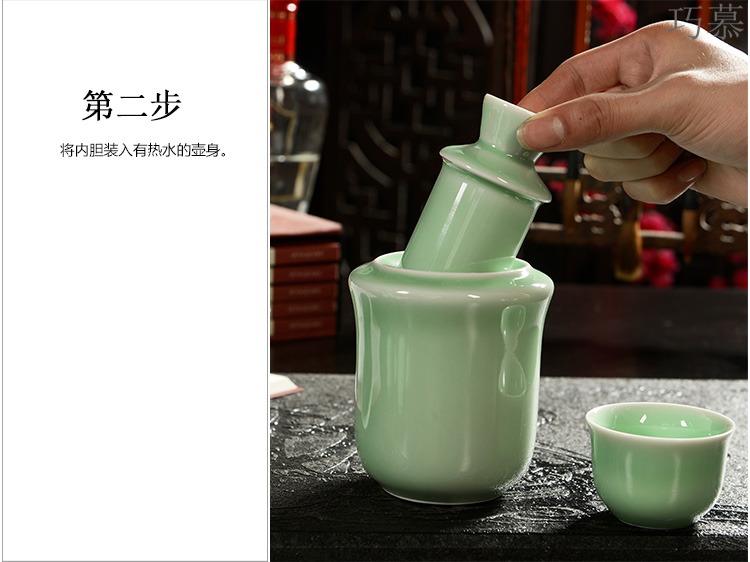 Qiao mu warm temperature wine pot boiled wine pot hot hip hip ceramic white rice wine temperature wine pot half jins to wine sets