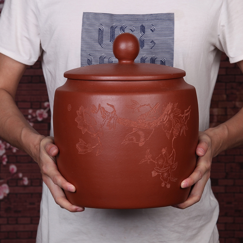 Qiao mu JS yixing purple sand pot of pu 'er tea to wake receives seven loaves violet arenaceous caddy fixings large tea urn