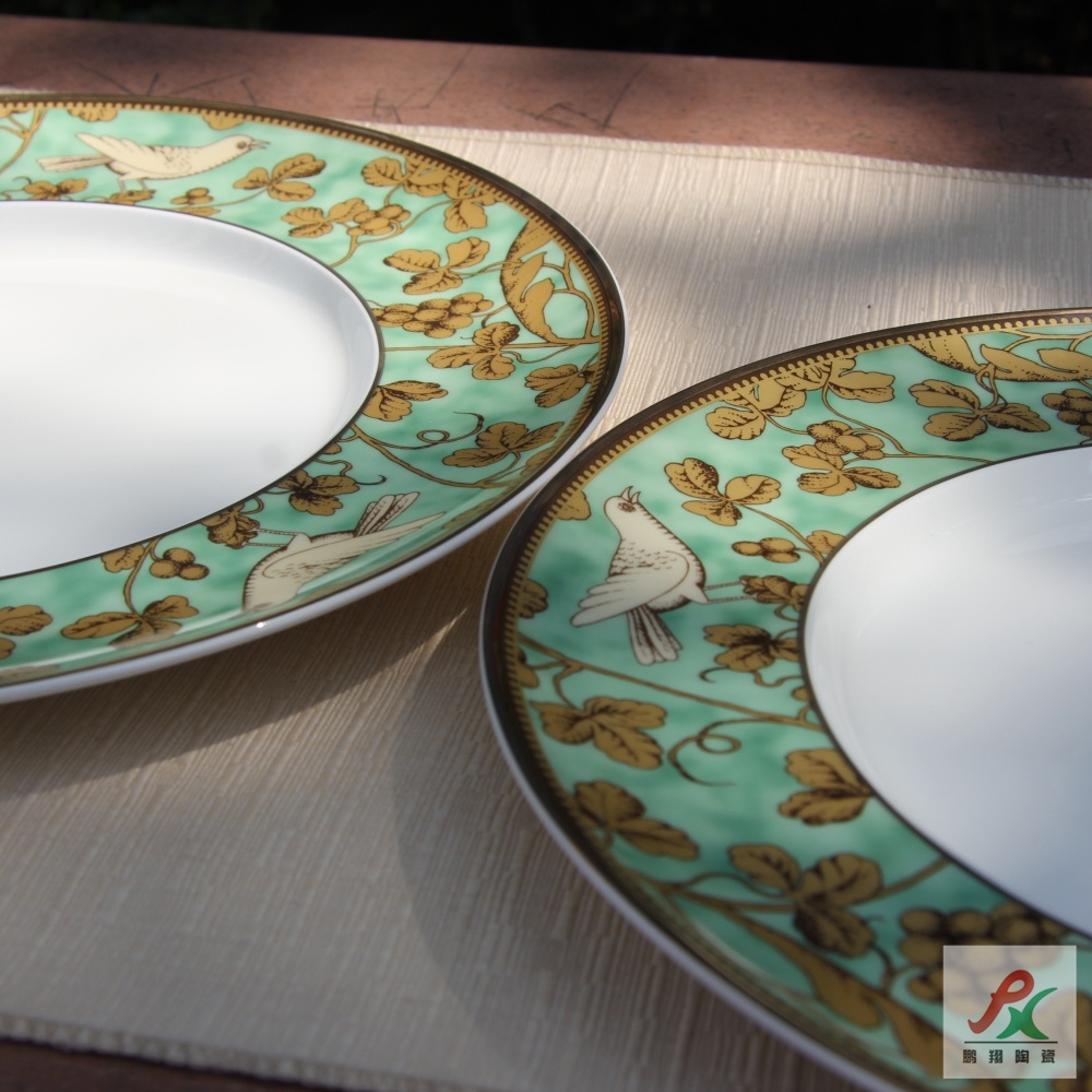Qiao mu tangshan ipads China green language of England 11 "flat beefsteak ceramic tableware up phnom penh dish plate of the main plate