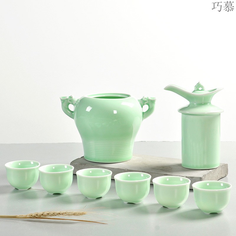 Qiao mu warm temperature wine pot boiled wine pot hot hip hip ceramic white rice wine temperature wine pot half jins to wine sets