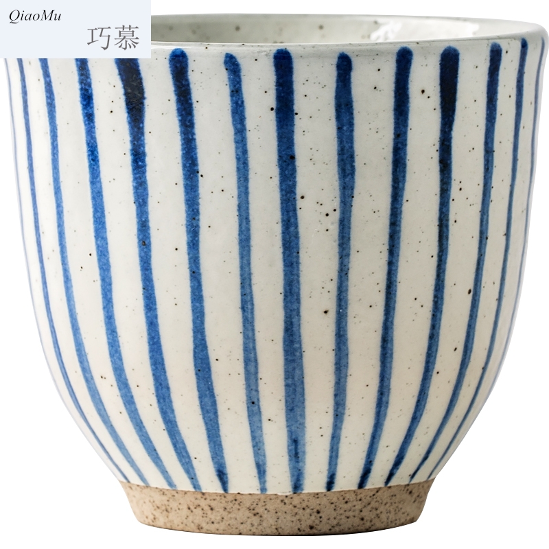 Qiam longed for ceramic stripes make tea cup home opportunely Japanese soup cup creative contracted ultimately responds to a cup of milk cup