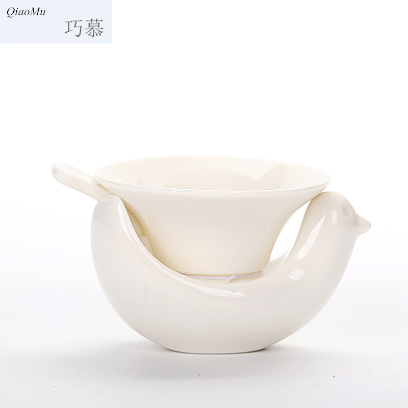 Qiao mu dehua white porcelain kung fu tea set, ceramic fine gauze tea tea strainer screen filter tea strainer