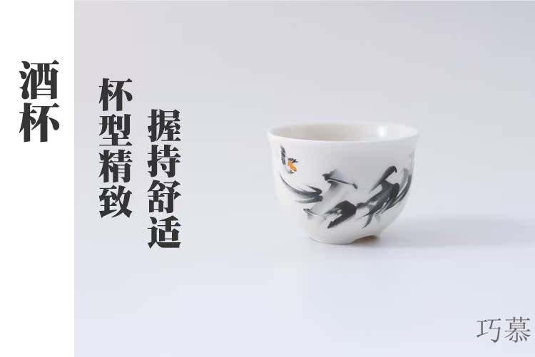 Qiao mu home 3 two belts base ceramic wine bottle temperature wine wine liquor cup warm wine bottle wine set porcelain