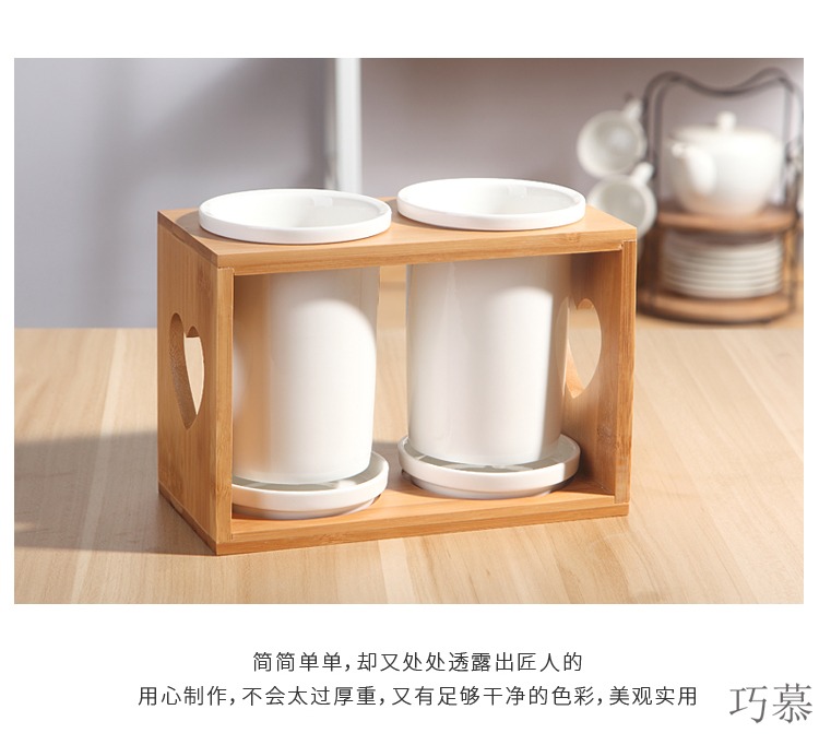 Qiao mu DHT ceramic tube of chopsticks chopsticks box binocular waterlogging under caused by excessive rainfall chopsticks chopsticks box of kitchen utensils receive household