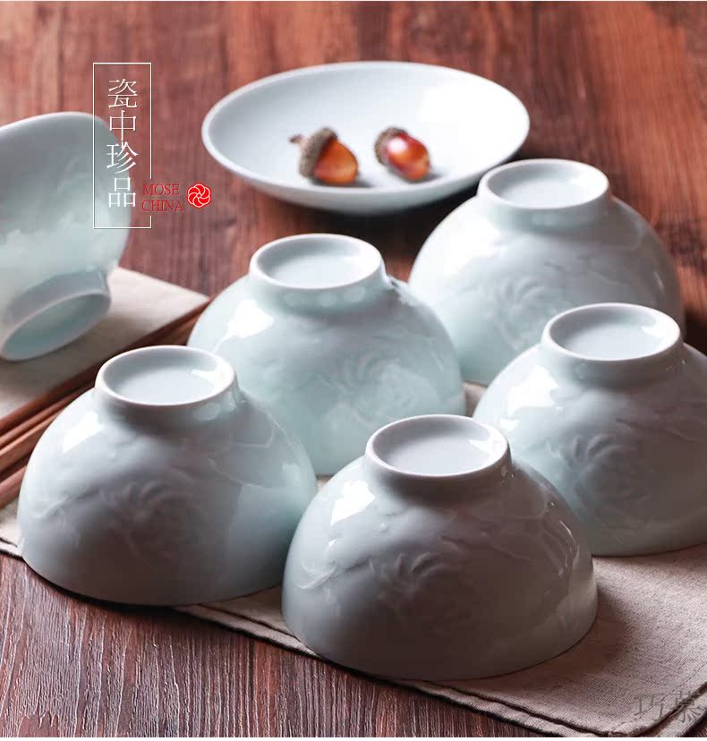 Qiao MuYing celadon eat bowl creative household ceramic bowl with jingdezhen bowls Chinese name plate lotus open move