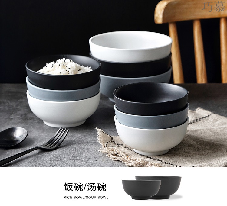 Qiao mu northern wind ceramic dish dishes suit by by 2/4/6 people contracted creative combination of household ins tableware couples to use