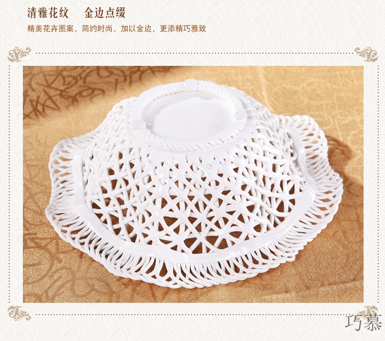 Qiao mu ou compote ceramic fruit bowl sitting room modern creative palace restoring ancient ways of fruit bowl of dried fruit tray