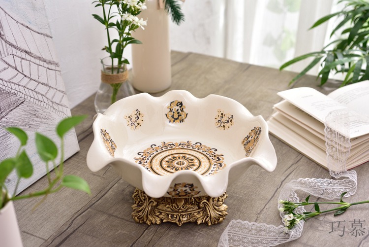 Qiao MuJinFan ceramic compote creative home furnishing articles European I and contracted sitting room three suits for multifunctional water