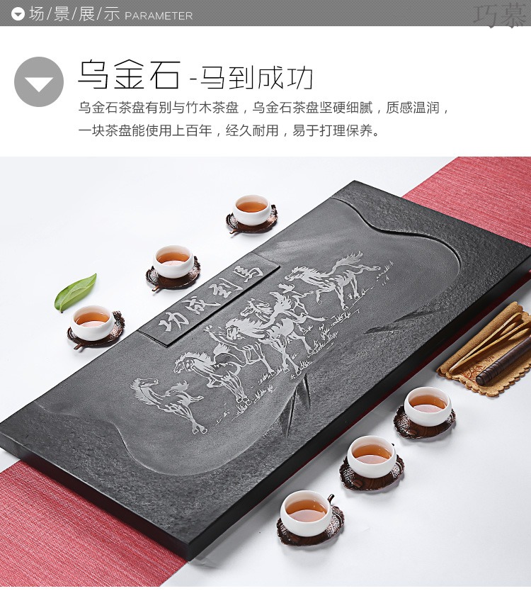 Longed for a complete set of blue and white porcelain kung fu tea set sharply opportunely stone tea tray was contracted office home tea cup high - grade group