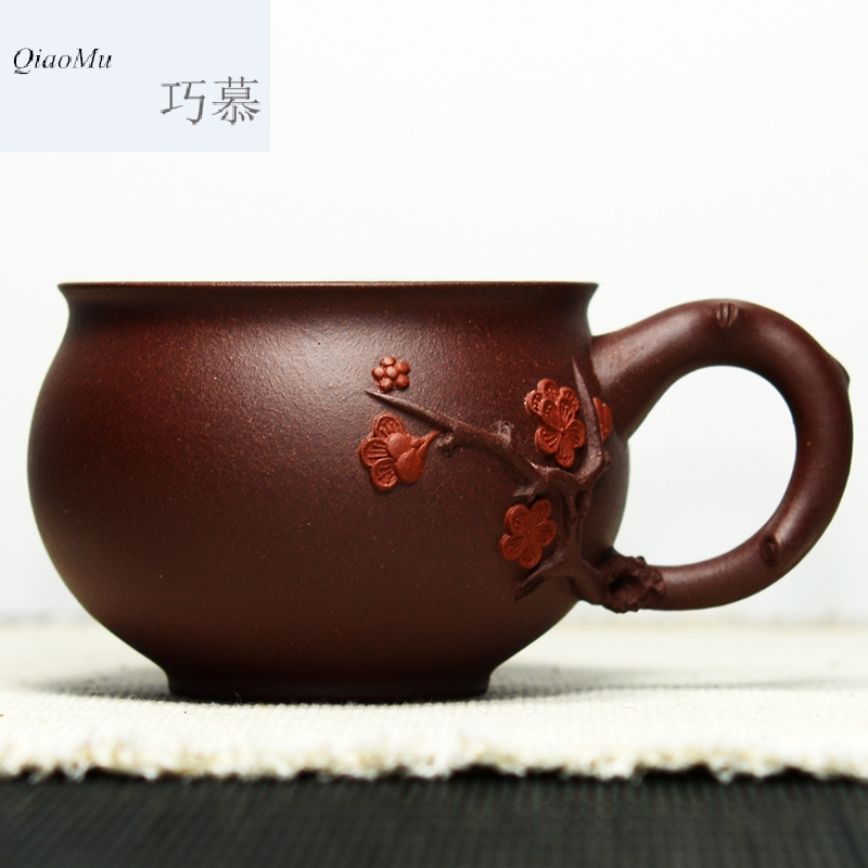 Qiao mu QD yixing purple sand cup master cup cup sample tea cup individuals without cover have the peach pine needles name plum kung fu