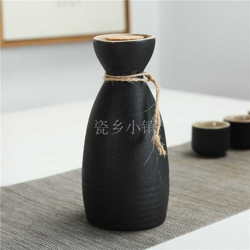 Qiao mu three two antique high - temperature stoneware bottle wine vintage black wine points temperature wine pot with cover bag in the mail