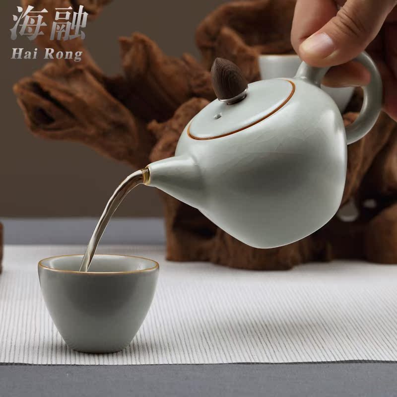 Qiao mu Taiwan FengZi your up teapot noggin kung fu tea set a pot of two cups of checking ceramic cups of a complete set of