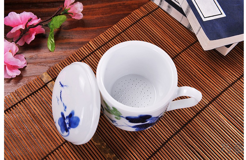 Qiao mu CMK jingdezhen pure hand - made ceramic cups with cover filter glass cup and ms office cup