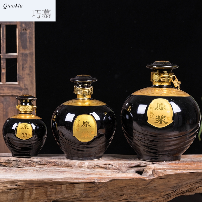 Qiao mu ceramic bottle wine jar 1 catty 3 kg 5 jins of empty bottle seal wine canned wine archaize home empty jar