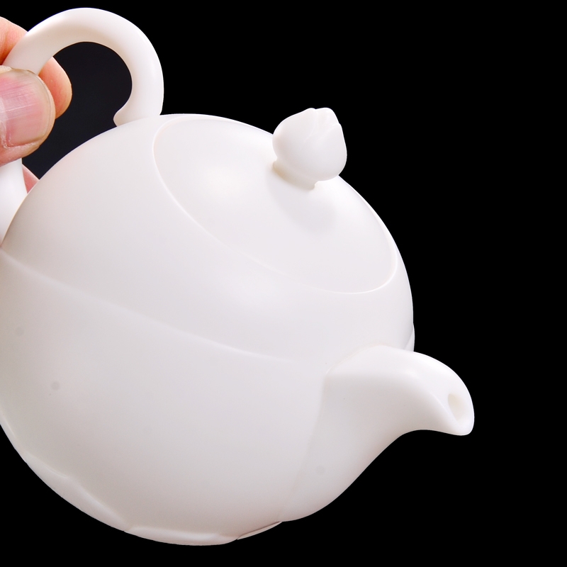 Qiao mu dehua white porcelain teapot Lin, Dongxiang, manually signed teapot suet jade porcelain tea, kungfu tea set ceramic pot